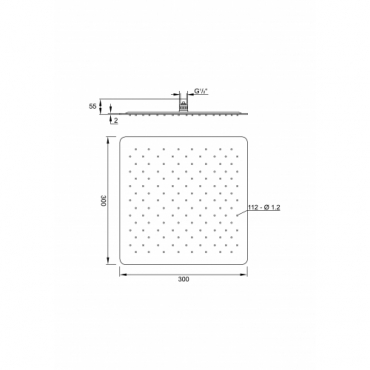 Platte vierkante design regendouche met Easy-Clean-systeem 300 x 300 x 2 mm