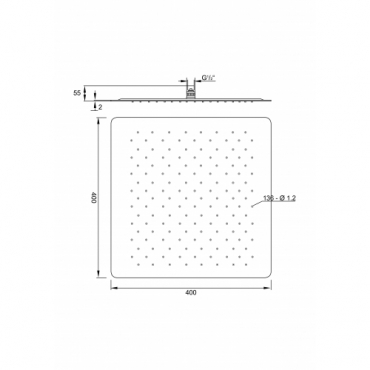 Platte vierkante design regendouche met Easy-Clean-systeem 400 x 400 x 2 mm